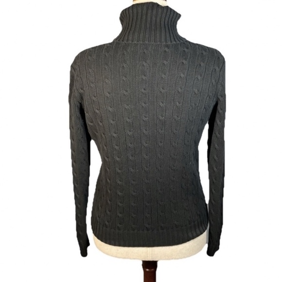VINTAGE Ralph Lauren Black Cable Knit Turtleneck Sweater - Picture 3 of 5